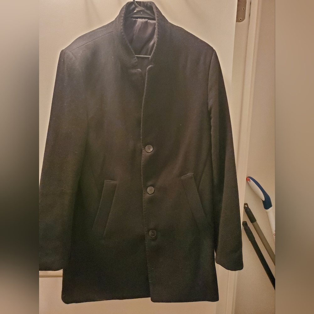 H&M wool blend black dress coat size 44R (large)